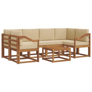 vidaXL Ensemble de canapés d'extérieur 7 pc Naturel et Beige