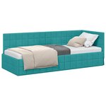 vidaXL Cadre de lit d'angle Turquoise 80 cm x 200 cm Velours