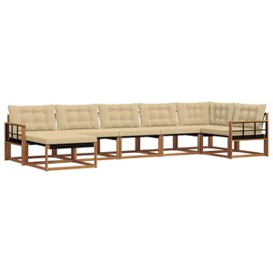 vidaXL Ensemble de canapés d'extérieur 7 pc Naturel et Beige