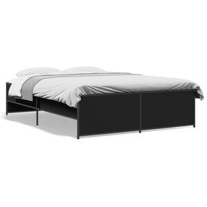 vidaXL Cadre de lit sans matelas noir 135x190 cm