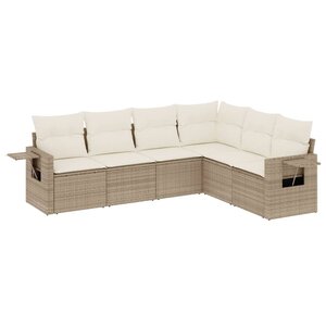 vidaXL Salon de jardin avec coussins 6 Pièces beige résine tressée