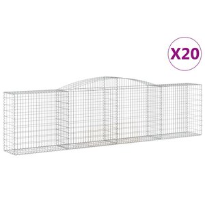 vidaXL Paniers à gabions arqués 20 Pièces 400x50x100/120 cm Fer galvanisé
