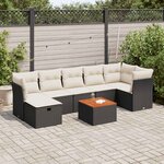 vidaXL Salon de jardin 8 Pièces avec coussins noir résine tressée