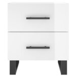 vidaXL Tables de chevet 2 Pièces blanc brillant 40x35x47 5 cm