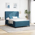 vidaXL Lit à ressorts avec matelas Bleu foncé 200 x 140 cm Polyester