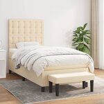 vidaXL Sommier à lattes de lit avec matelas Crème 90x200 cm Tissu