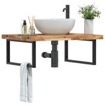 vidaXL Étagère de vasque murale acier et bois massif d'acacia