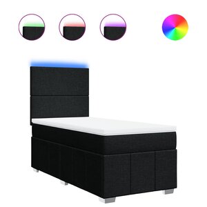 vidaXL Sommier à lattes de lit avec matelas Noir 90x190 cm Tissu