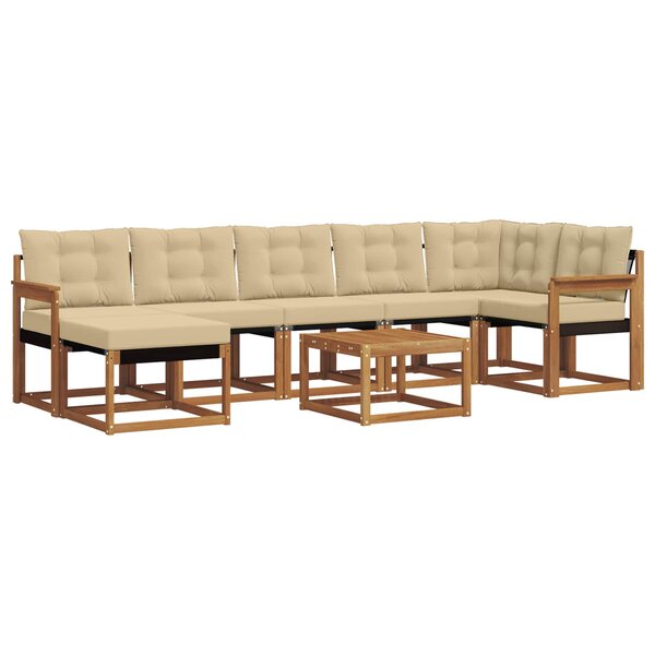vidaXL Ensemble de canapés d'extérieur 8 pc Naturel et Beige