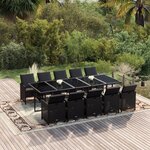 vidaXL Ensemble à dîner de jardin coussins 11 Pièces Résine tressée Noir