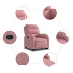 vidaXL Fauteuil inclinable électrique rose velours