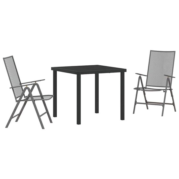 vidaXL Ensemble de salle à manger pour jardin 3 Pièces Anthracite
