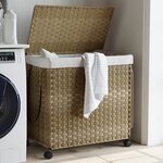 vidaXL Panier à linge avec roulettes 60x35x60 5 cm résine tressée