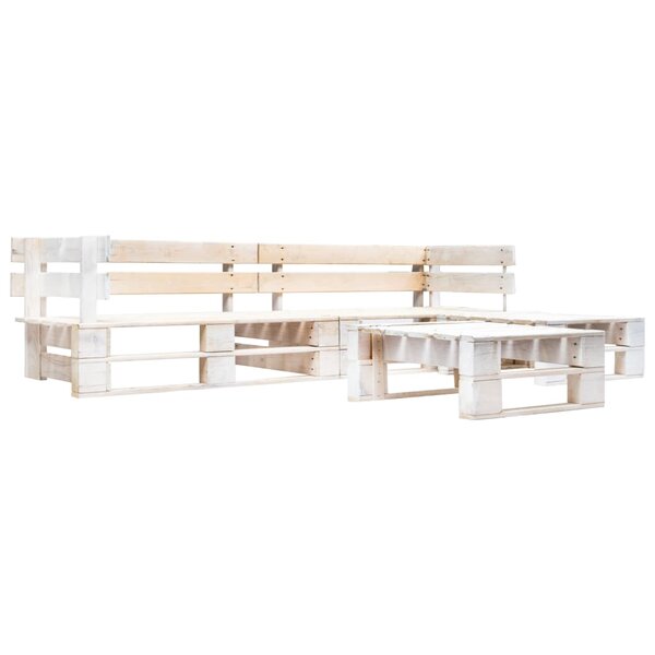 vidaXL Salon de jardin palette 4 Pièces Bois Blanc