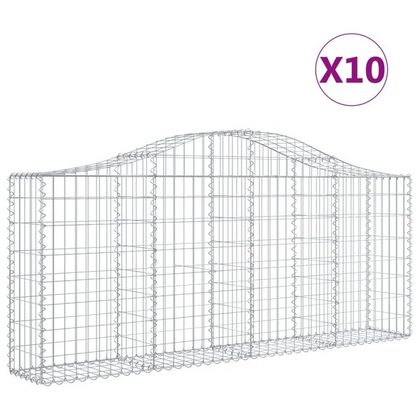 vidaXL Paniers à gabions arqués 10 Pièces 200x30x80/100 cm Fer galvanisé