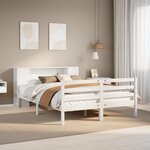 vidaXL Lit bibliothèque sans matelas blanc 140x190 cm bois pin massif