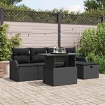 vidaXL Ensemble de canapé de jardin avec coussin 6 Pièces Noir Poly rotin