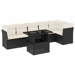 vidaXL Salon de jardin 7 Pièces avec coussins noir résine tressée