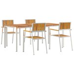 Set de repas de jardin en bois massif d'acacia 5 pièces