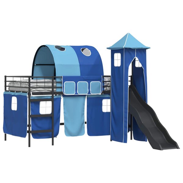 vidaXL Cadre de lit superposé pour enfants Noir et Bleu 107 x 203 cm