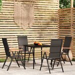 vidaXL Ensemble à manger de jardin 5 Pièces Noir