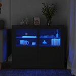 vidaXL Armoires latérales et lumières LED 2 Pièces noir bois d'ingénierie