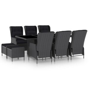 vidaXL Ensemble à manger d'extérieur 9 Pièces et coussins résine tressée