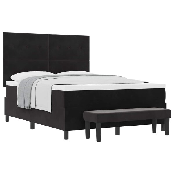 vidaXL Lit à ressorts avec coussin Noir 200 x 140 cm Velours