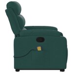 vidaXL Fauteuil inclinable de massage Vert foncé Tissu
