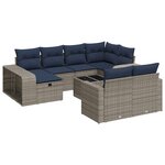 vidaXL Salon de jardin 11 Pièces avec coussins gris résine tressée