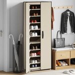 vidaXL Armoire à chaussures Crème 60x30x166 cm Tissu