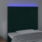 vidaXL Tête de lit à LED Vert foncé 100x5x118/128 cm Velours