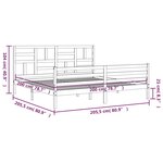 vidaXL Cadre de lit avec tête de lit gris 200x200 cm bois massif