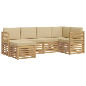 vidaXL Ensemble de canapés d'extérieur 6 pc Blanc et Beige Polyester