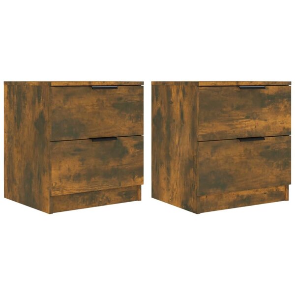 vidaXL Tables de chevet 2 Pièces Chêne fumé Bois d'ingénierie