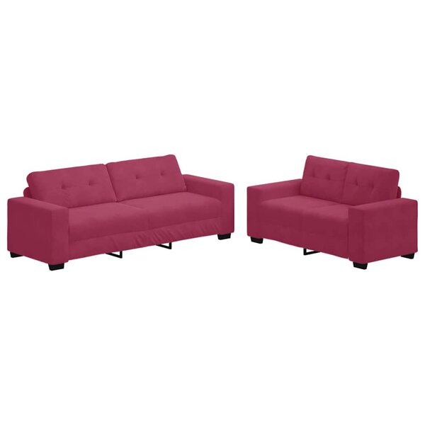 vidaXL Ensemble de Canapés 2 Pièces Rouge bordeaux 221 x 78 x 80 cm