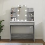 vidaXL Coiffeuse avec LED Sonoma gris 96x40x142 cm