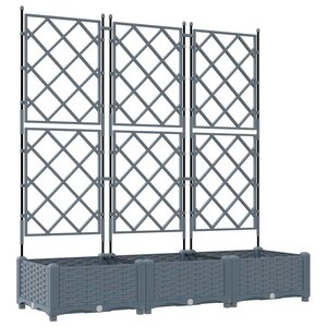 vidaXL Bac à fleurs avec Treillis 3 Pièces Gris clair 120 x 40 x 125.5 cm