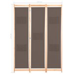 vidaXL Cloison de séparation 3 panneaux Marron 120x170x4 cm Tissu