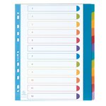 Intercalaire a4+ polypropylène coloré opaque exacompta 12 onglets neutres réinscriptibles multicolores - 1 jeu