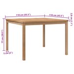 vidaXL Table à dîner de jardin 110x110x77 cm Bois de teck solide
