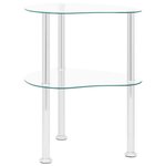 vidaXL Table d'appoint 2 niveaux Transparent 38x38x50 cm Verre trempé