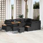 vidaXL Ensemble de canapé de jardin avec coussin 12 Pièces Noir