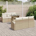 vidaXL Ensemble de canapé de jardin 7 Pièces Beige Poly Rattan