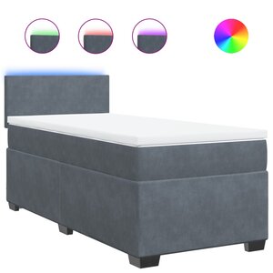 vidaXL Sommier à lattes de lit avec matelas gris foncé 90x190 cm simple velours