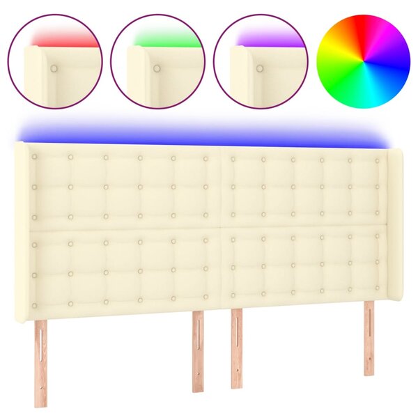 vidaXL Tête de lit à LED Crème 163x16x118/128 cm Similicuir