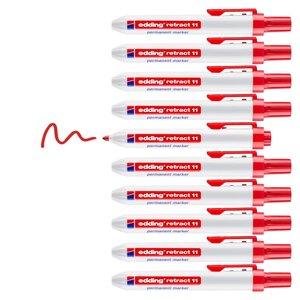 Marqueur Permanent Retract 11 Rouge Pointe Moyenne 1 5-3 mm x 10 EDDING