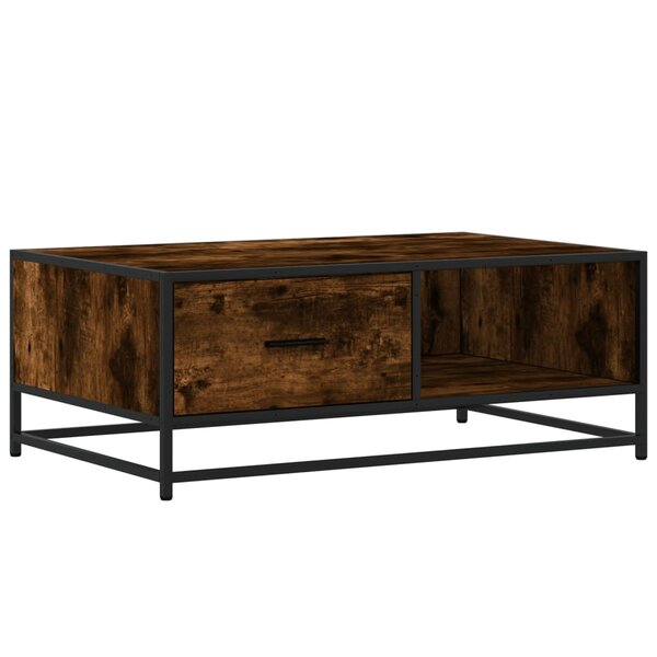 vidaXL Table basse chêne fumé 90x57x35 cm bois d'ingénierie et métal
