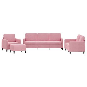vidaXL Ensemble de canapés 4 Pièces rose velours