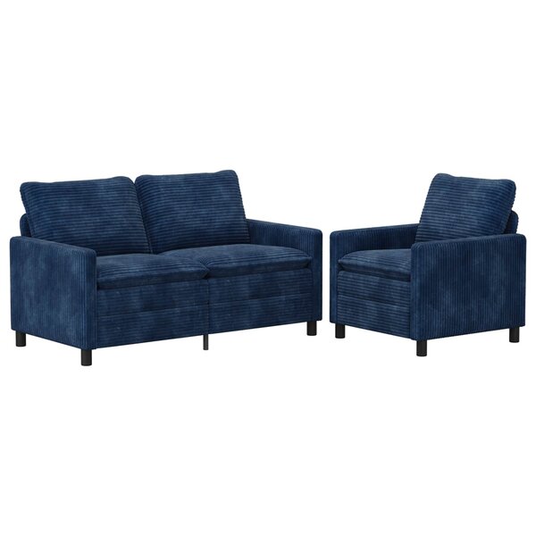 vidaXL Ensemble de Canapés 2 Pièces Bleu marine Polyester